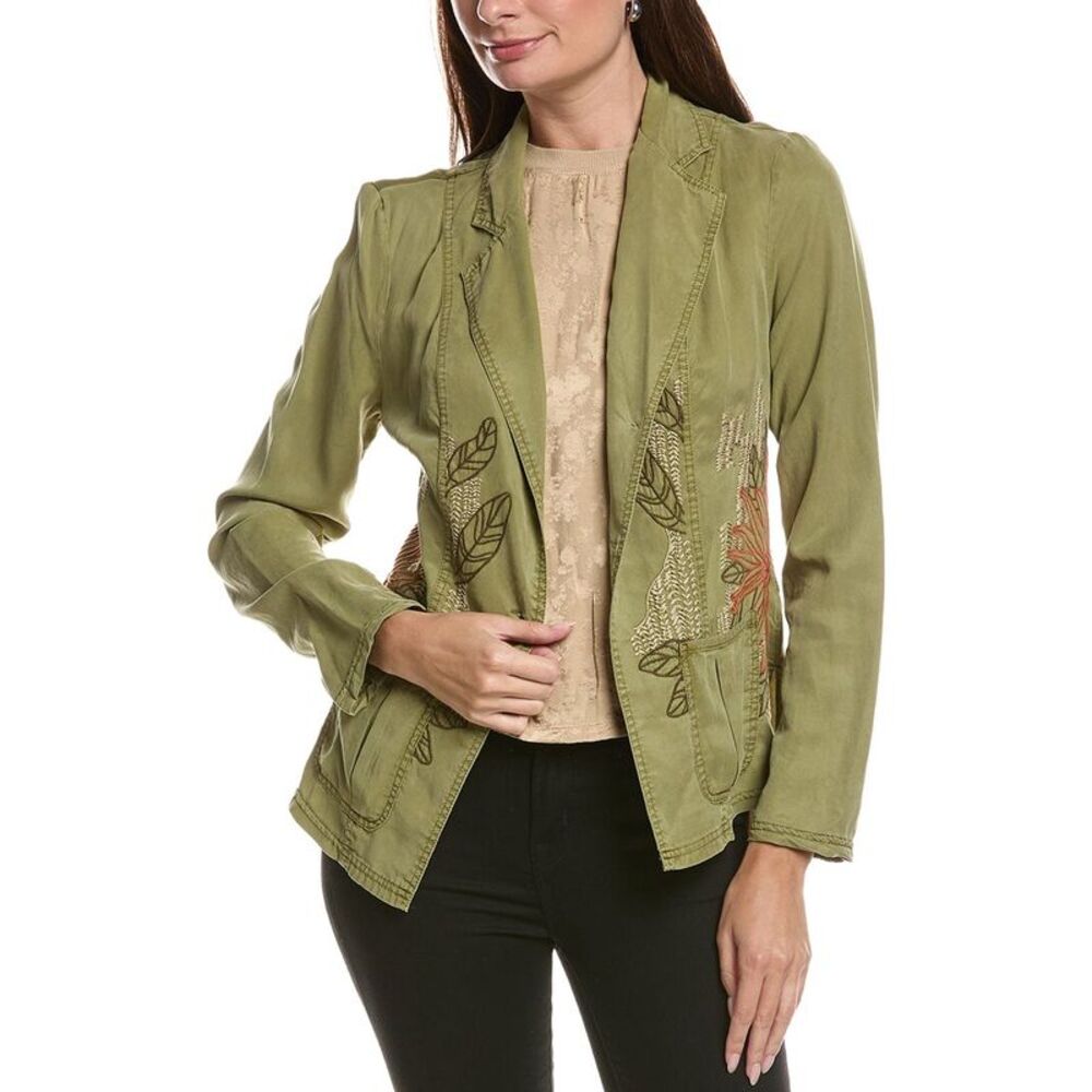 Xcvi Womens  Embroidered Danski Blazer, Green
